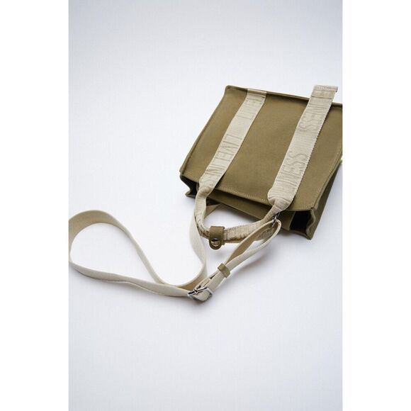 ✨ZARA LIVELINESS TEXT CANVAS MINI TOTE BAG✨ - Picture 2 of 9